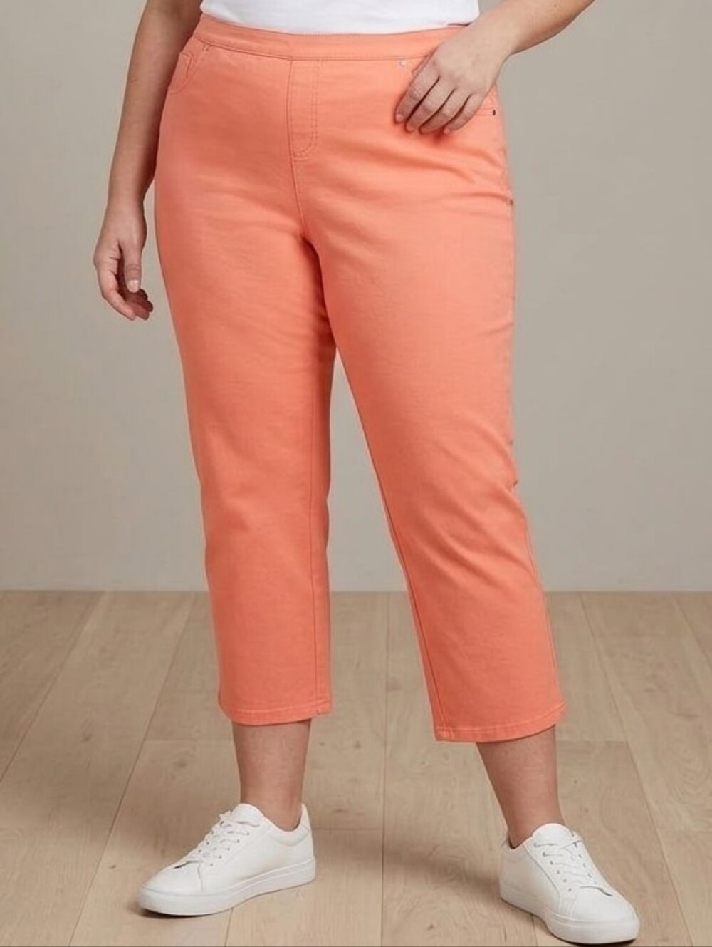 H By Halston Everyday Stretch Straight-Leg Crop Pants in Melon 3X New - Picture 2 of 3